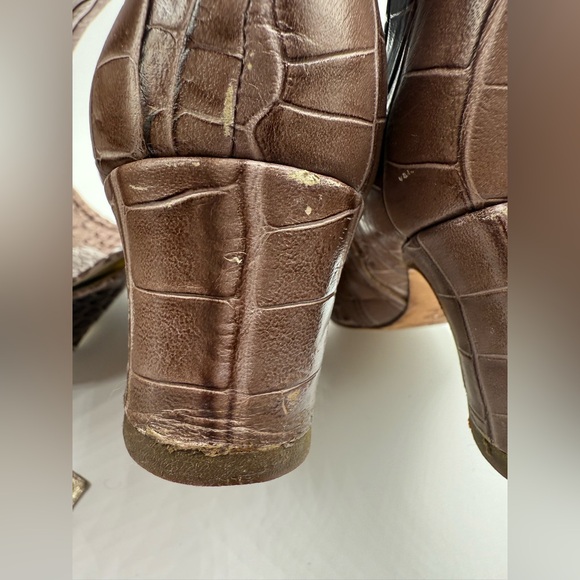 Ann Klein Brown Crocodile Embossed Pattern Over The Knee-High Boots SiZ 7 - Picture 14 of 14